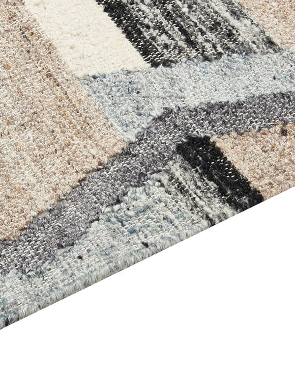 Ull- og Bomullsteppe Flerfarget 80 x 150 cm Kelim Håndlaget Vevd Boho-stil med Dusker