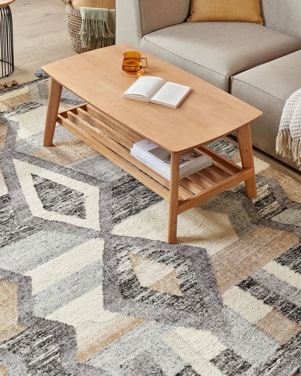 Ull- og Bomullsteppe Flerfarget 160 x 230 cm Kelim Håndlaget Vevd Boho-stil med Dusker