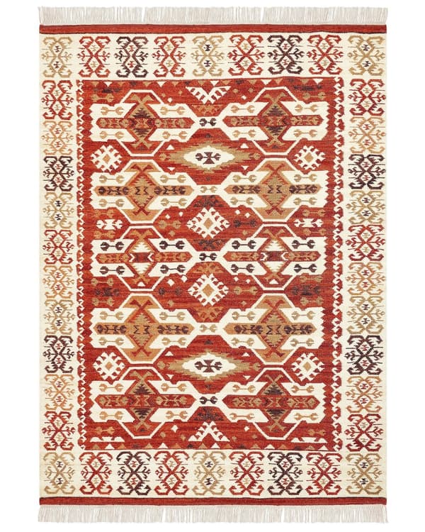 Teppe Flerfarget Ull Bomull 200 x 300 cm Kelim Lappemøster Dusker Håndvevd Boho Dekorativt Stue Soverom