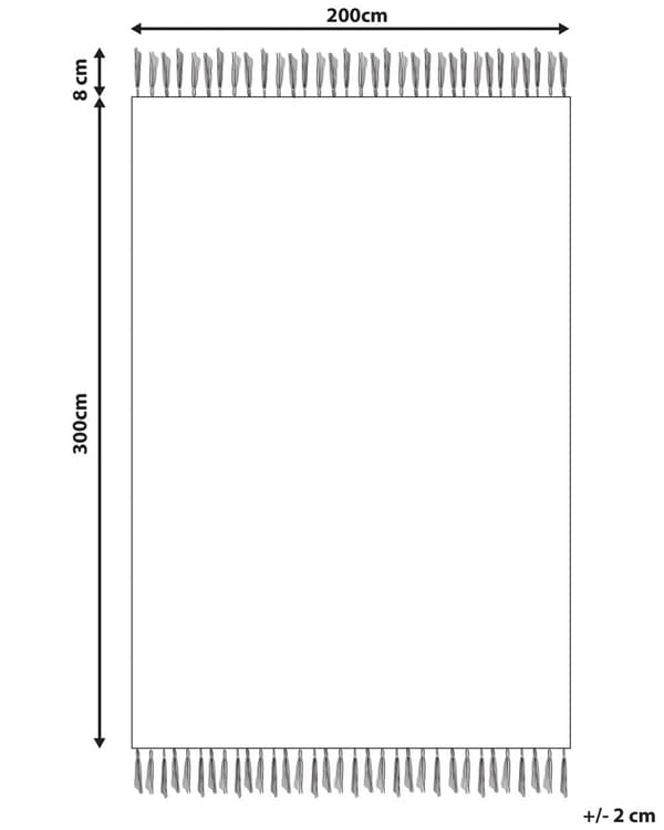 Kelimteppe flerfarget ull- og bomullsteppe 200 x 300 cm håndlaget vevd boho lappeteppe med dusker