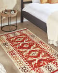 Miniatyrbilde 2 av 7: Teppe Flerfarget Ull Bomull 80 x 150 cm Kelim Lappemøster Dusker Håndvevd Boho Dekorativt Stue Soverom