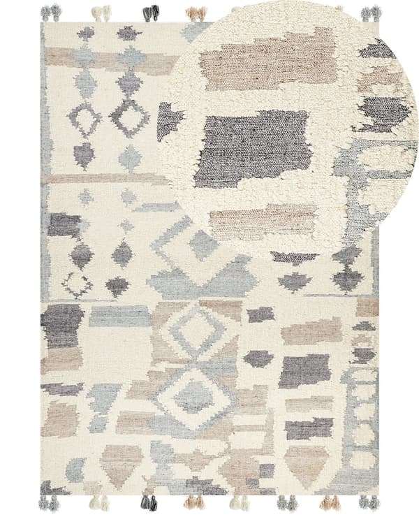 Teppe Flerfarget Ull Bomull 200 x 300 cm Kelim Håndvevd Dusker Boho Dekorativt Stue Soverom