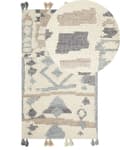 Miniatyrbilde 1 av 7: Teppe Flerfarget Ull Bomull 80 x 150 cm Kelim Håndvevd Dusker Boho Dekorativt Stue Soverom