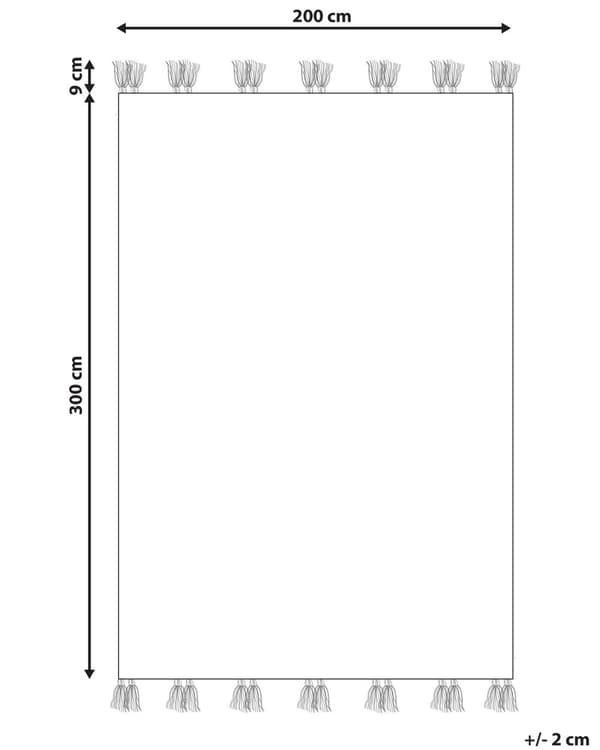 Kelimteppe Flerfarget ull- og bomullsteppe 200 x 300 cm Håndlaget Vevd Boho Lappeteppe med dusker