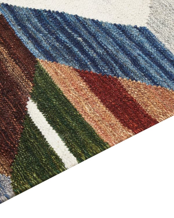 Kelimteppe Flerfarget ull- og bomullsteppe 160 x 230 cm Håndlaget vevd boho lappeteppe med dusker
