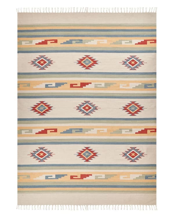 Kelimteppe Flerfarget Bomull 140 x 200 cm Vendbart Håndvevd Geometrisk mønster Frynser Stue Soverom