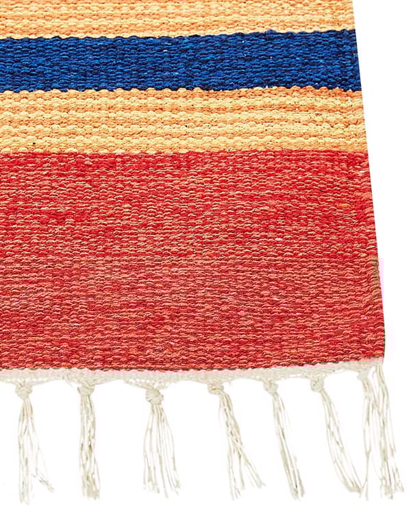 Kelimteppe Flerfarget Bomull 140 x 200 cm Håndvevd Vendbart Geometrisk mønster Frynser Tradisjonell stil Boho Stue Soverom