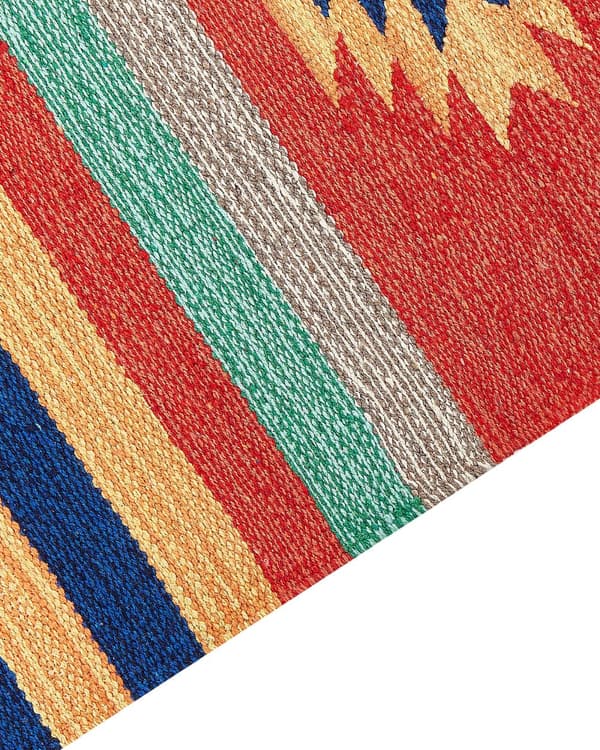 Kelimteppe Flerfarget Bomull 140 x 200 cm Håndvevd Vendbart Geometrisk mønster Frynser Tradisjonell stil Boho Stue Soverom