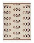 Miniatyrbilde 4 av 7: Kelimteppe Beige Svart Bomull 140 x 200 cm Kort lugg Vendbart Moderne design Stue Soverom