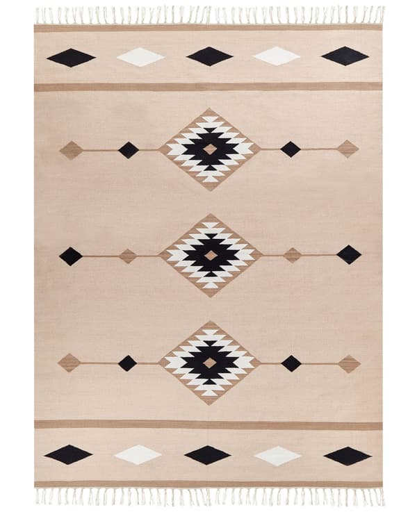 Kelimteppe Flerfarget Bomull 160 x 230 cm Kort lugg Vendbart Håndvevd Moderne design Stue Soverom