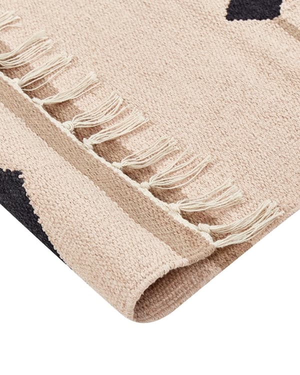 Kelimteppe Flerfarget Bomull 160 x 230 cm Kort lugg Vendbart Håndvevd Moderne design Stue Soverom