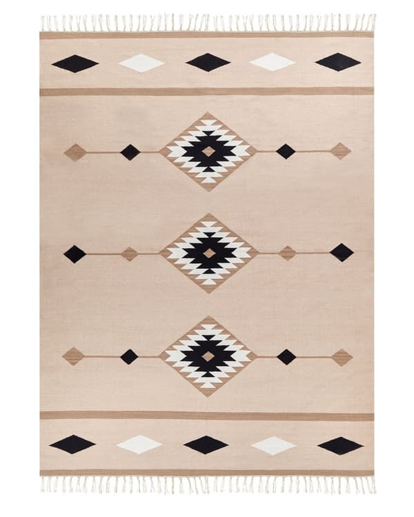Kelimteppe Flerfarget Bomull 140 x 200 cm Kort lugg Vendbart Håndvevd Moderne design Stue Soverom