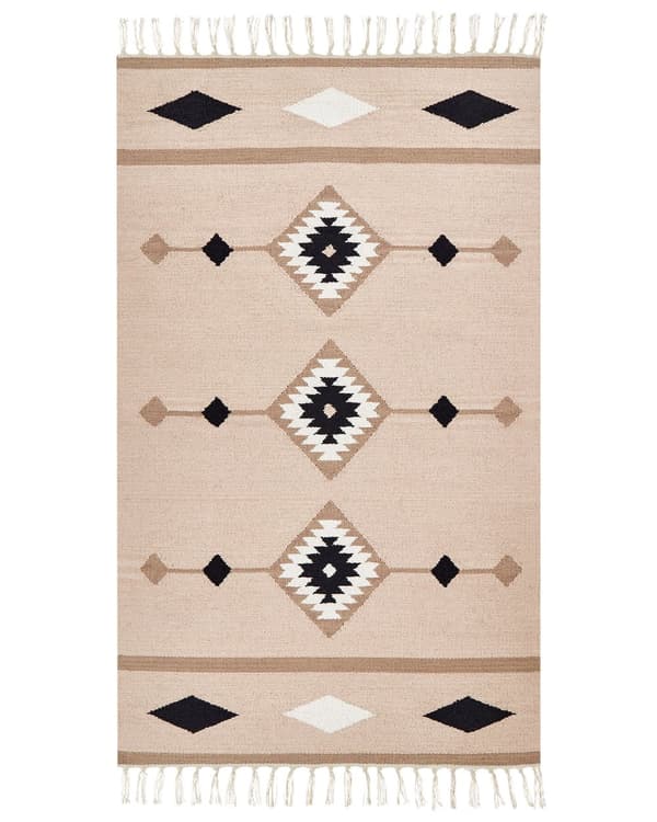Kelimteppe Flerfarget Bomull 80 x 150 cm Kort lugg Vendbart Håndvevd Moderne design Stue Soverom