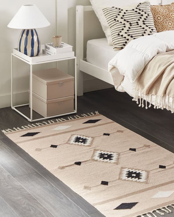 Kelimteppe Flerfarget Bomull 80 x 150 cm Kort lugg Vendbart Håndvevd Moderne design Stue Soverom