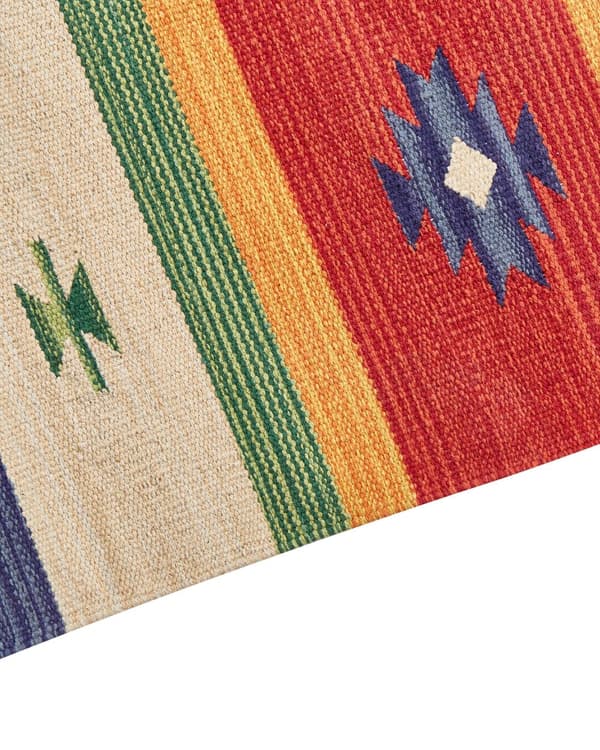 Kelimteppe Flerfarget Bomull 80 x 300 cm Vendbart Håndvevd Geometrisk mønster Frynser Stue Soverom