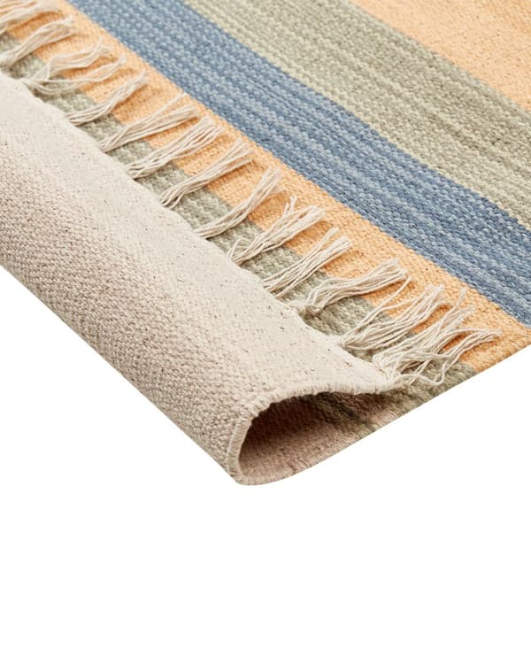 Kelimteppe Flerfarget Bomull 200 x 300 cm Vendbart Håndvevd Geometrisk mønster Frynser Stue Soverom
