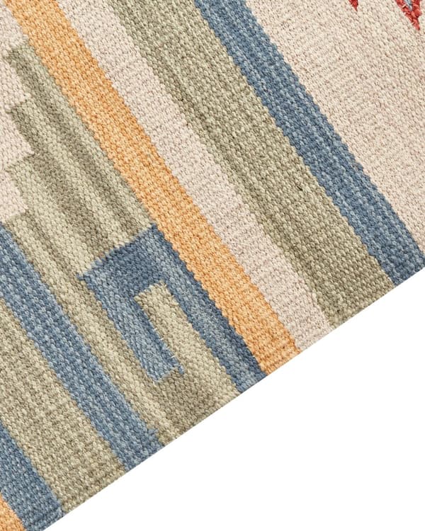 Kelimteppe Flerfarget Bomull 200 x 300 cm Vendbart Håndvevd Geometrisk mønster Frynser Stue Soverom