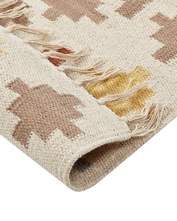 Kelimteppe Flerfarget Bomull 160 x 230 cm Geometrisk mønster Frynser Tradisjonell stil