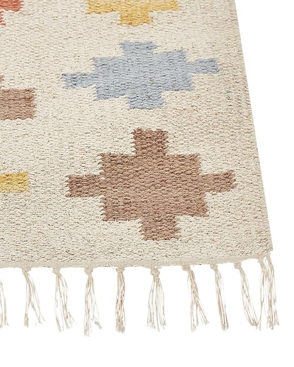 Kelimteppe Flerfarget Bomull 160 x 230 cm Geometrisk mønster Frynser Tradisjonell stil