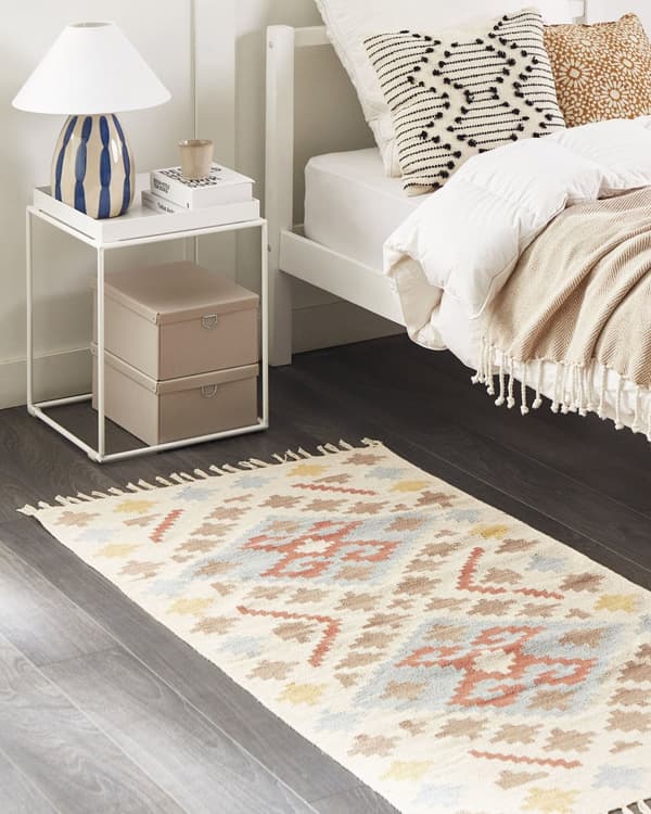 Kelimteppe Flerfarget Bomull 80 x 150 cm Geometrisk mønster Frynser Tradisjonell stil
