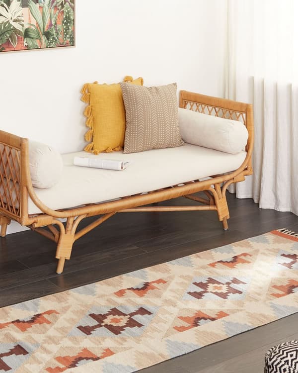 Kelimteppe Flerfarget Bomull 80 x 300 cm Geometrisk mønster Tradisjonell stil Frynser Dekorativt