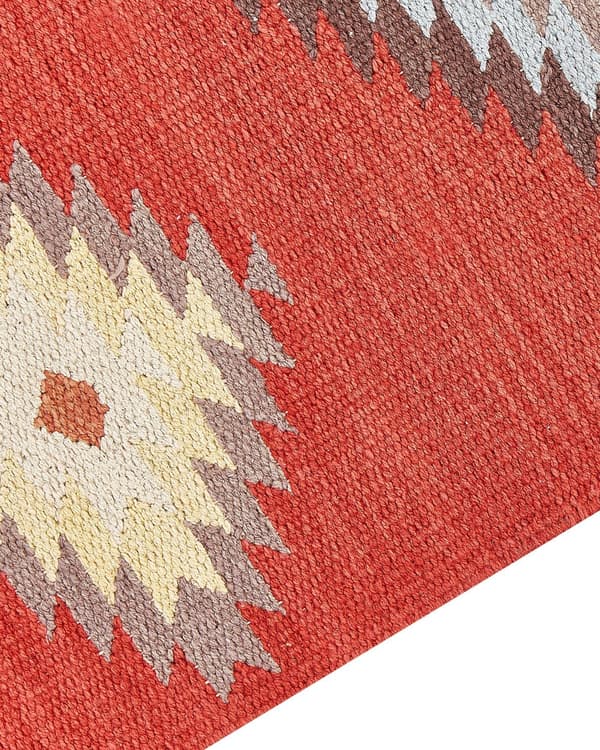 Kelimteppe Flerfarget Bomull 80 x 300 cm Geometrisk mønster Frynser Tradisjonell stil