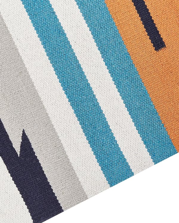 Kelimteppe Flerfarget Bomull 200 x 300 cm Håndvevd Vendbart Geometrisk mønster Frynser Tradisjonell stil Boho Stue Soverom