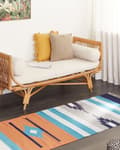 Miniatyrbilde 2 av 7: Kelimteppe Flerfarget Bomull 80 x 300 cm Håndvevd Vendbart Geometrisk mønster Frynser Tradisjonell stil Boho Stue Soverom