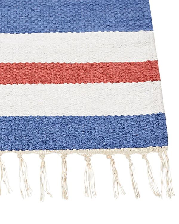 Kelimteppe Flerfarget Bomull 80 x 300 cm Håndvevd Vendbart Geometrisk mønster Frynser Tradisjonell stil Boho Stue Soverom