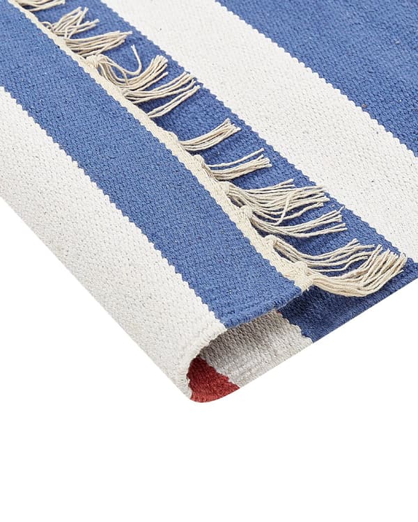 Kelimteppe Flerfarget Bomull 80 x 300 cm Håndvevd Vendbart Geometrisk mønster Frynser Tradisjonell stil Boho Stue Soverom