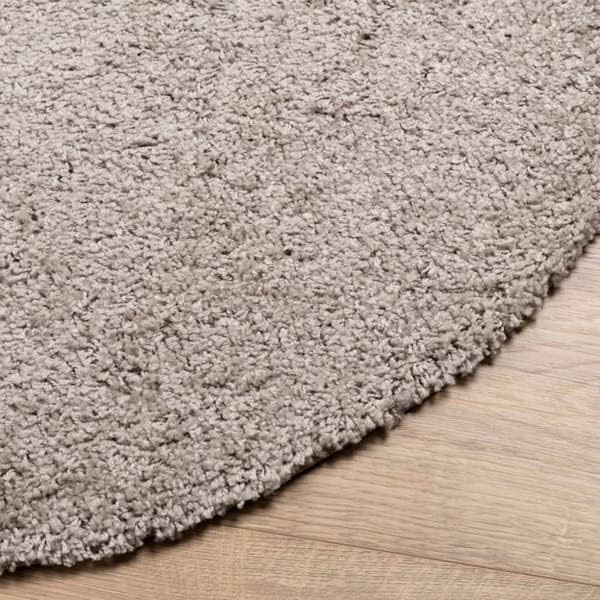 vidaXL shaggy gulvtæppe PAMPLONA Ø 280 cm høj luv beige