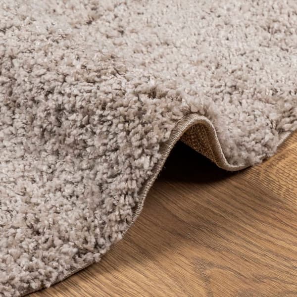 vidaXL shaggy gulvtæppe PAMPLONA Ø 280 cm høj luv beige