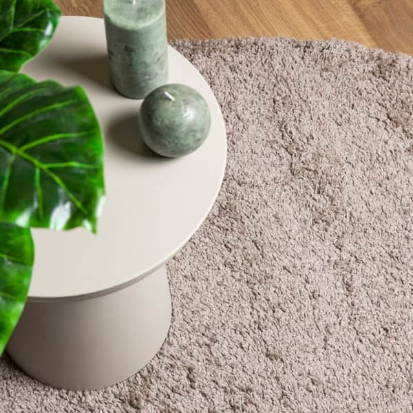 vidaXL shaggy gulvtæppe PAMPLONA Ø 280 cm høj luv beige