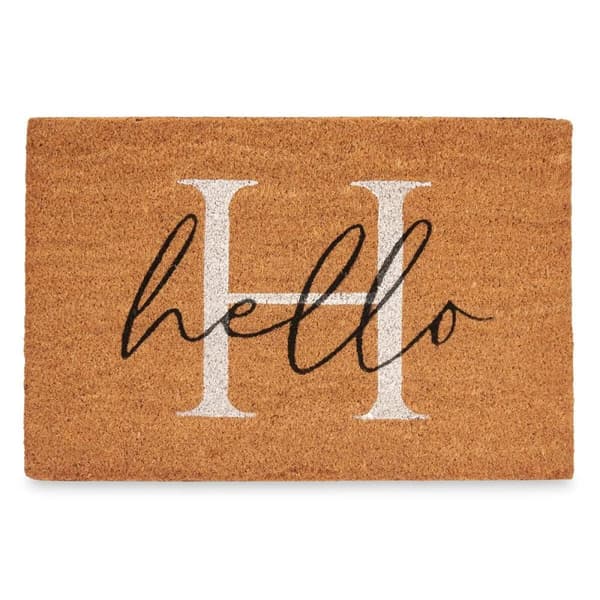 Dørmatte Hello Hvit Naturell 60 x 1 x 40 cm (12 enheter)
