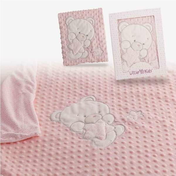 Bebisfilt Björn Rosa Broderi Double