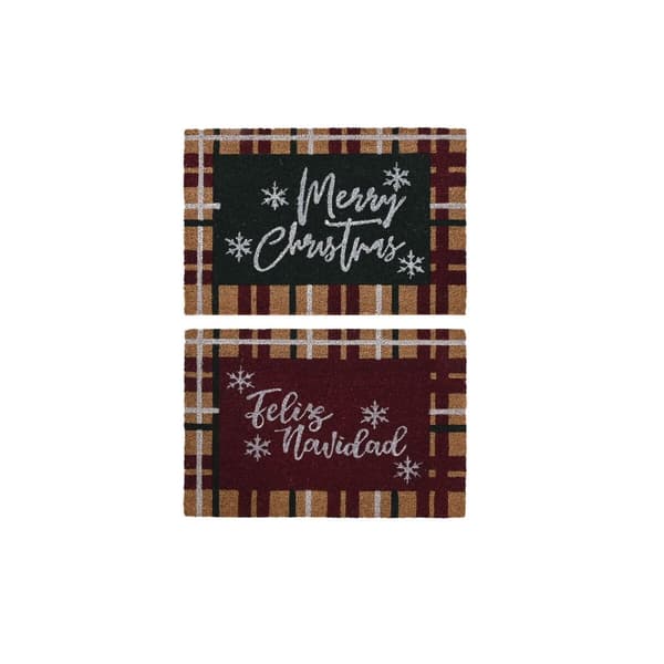 Dørmatte DKD Home Decor Hvit Brun Rød Grønn PVC Kokosfiber 60 x 40 x 1,5 cm (2 enheter)