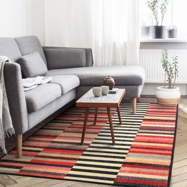 VINTAGE IN&amp;OUT - Vintage stil matta med linjemönster för inomhus och utomhus trädgård och terrass 80 x 200 cm Flerfärgad