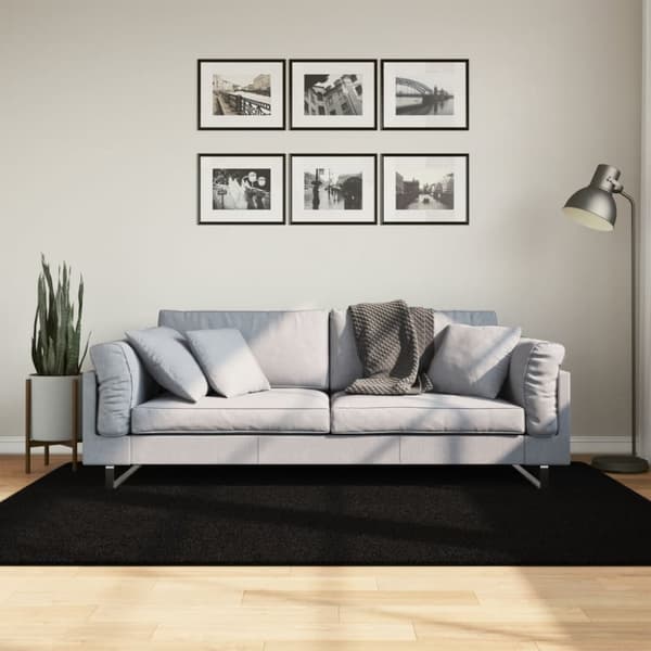 Mjuk matta HUARTE med kort lugg tvättbar svart 140x200 cm