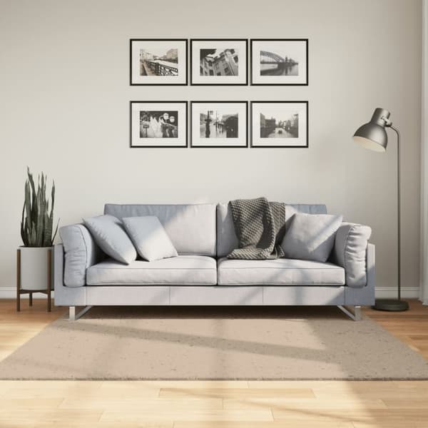 Mjuk matta HUARTE med kort lugg tvättbar sandbeige 160x160 cm
