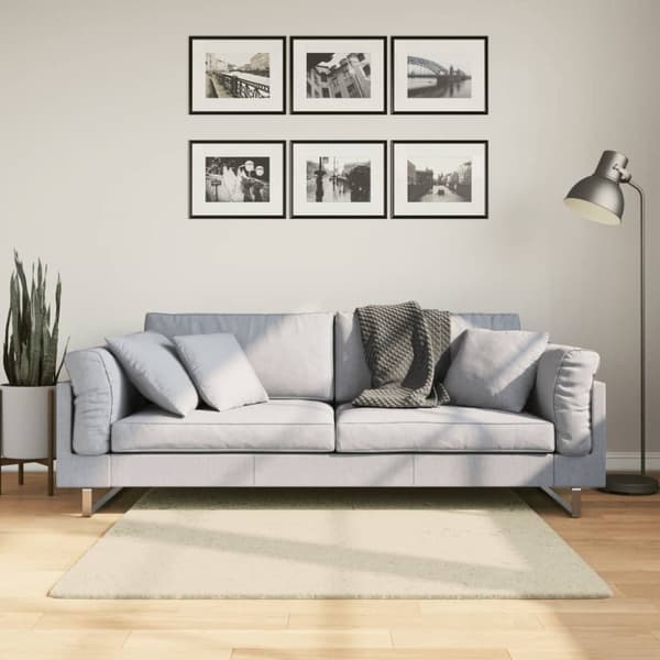 Mjuk matta HUARTE med kort lugg tvättbar gräddvit 120x120 cm