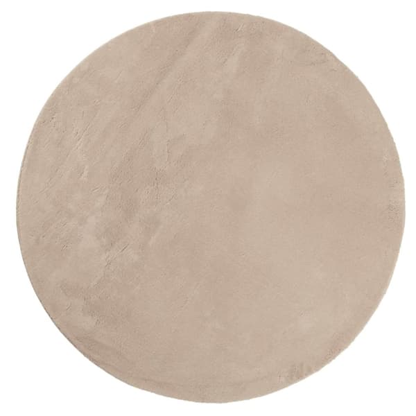 Mjuk matta HUARTE med kort lugg tvättbar sandbeige Ø 100 cm