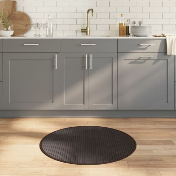 Matta rund mörkbrun 80 cm bambu