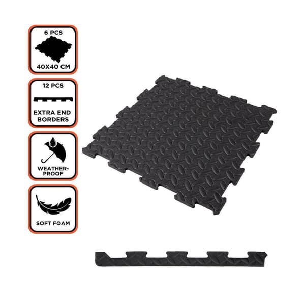 EVA skumfliser Black & Decker Sort Eva Gummi 40 x 40 cm (6 Dele)