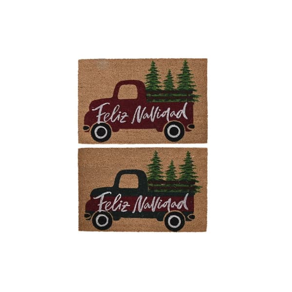 Kynnysmatto DKD Home Decor Valkoinen Ruskea Punainen Vihreä PVC Kookoskuitu 60 x 40 x 1,5 cm (2 osaa)