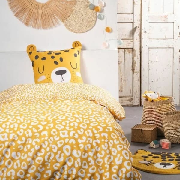 Pussilakanasetti TODAY Keltainen Jaune 140 x 200 cm Leopardi
