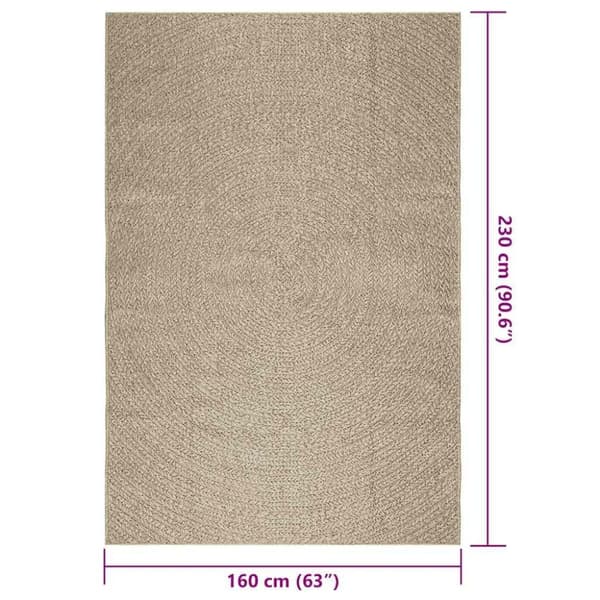vidaXL gulvtæppe ZIZUR beige 160x230cm jute-look indendørs og udendørs