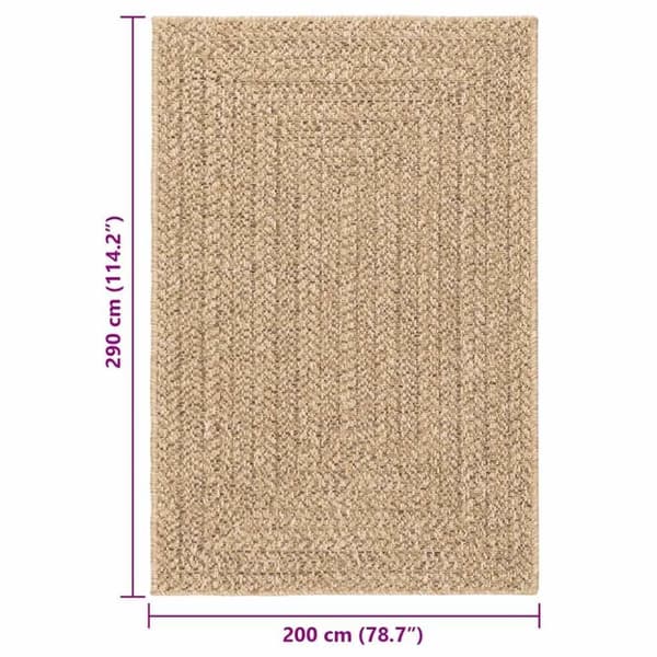 vidaXL gulvtæppe ZIZUR beige 140x200cm jute-look indendørs og udendørs