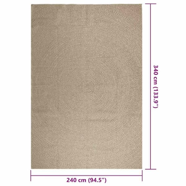 vidaXL gulvtæppe ZIZUR beige 240x340cm jute-look indendørs og udendørs