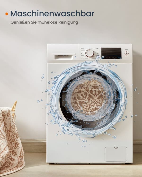 Mattan runt 120 cm D Boho -stil cappuccino beige