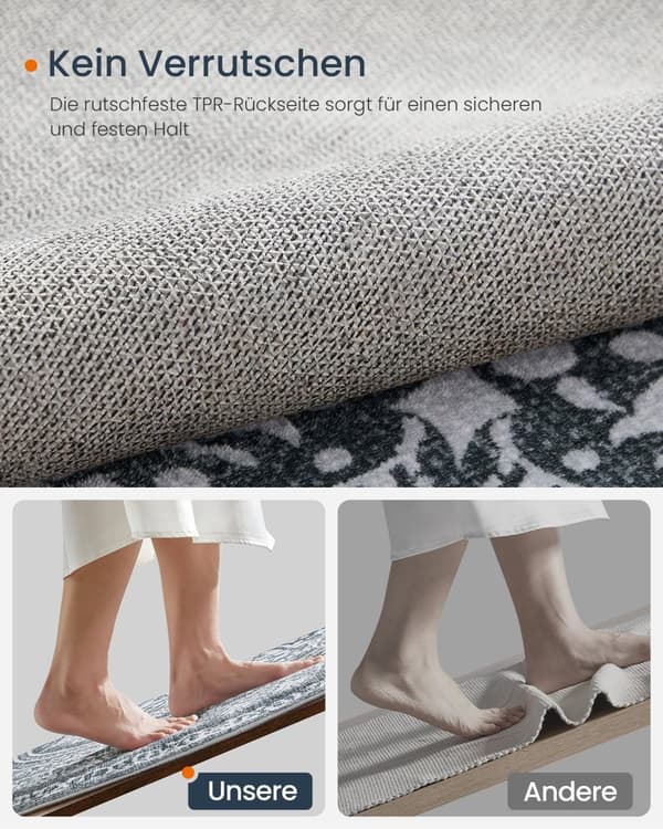 Tæppe omkring 120 cm d boho stil antracit grå